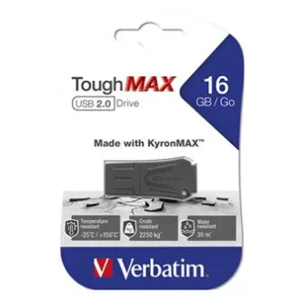 Verbatimov pomnilnik USB, USB 2.0, 16 GB, ToughMAX, črn, 49330, USB A, kompozitni material KyronMAX(tm)