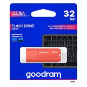 Goodram USB ključek, USB 3.0, 32 GB, UME3, oranžna, UME3-0320O0R11, USB A, s pokrovom