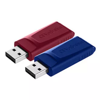 Verbatim USB flash disk, USB 2.0, 32 GB, drsnik, rdeč, moder, 49327, USB A, z izvlečnim priključkom, 2 kosa