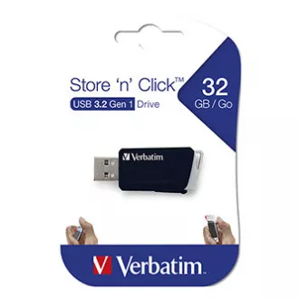 Verbatimov pomnilnik USB, USB 3.0, 32 GB, Store N Click, črn, 49307, USB A, z izvlečnim priključkom