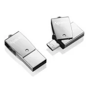 Apacer USB ključek OTG, USB 3.0, 64 GB, AH750, srebrn, AP64GAH750S-1, USB A / USB Micro B, z vrtljivim pokrovčkom, PRODAJA