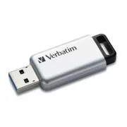 Verbatimov pomnilnik USB, USB 3.0, 64 GB, Secure Pro, srebrn, 98666, USB A, 256-bitno šifriranje AES, z izvlečnim priključkom
