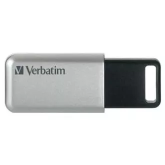 Verbatimov pomnilnik USB, USB 3.0, 64 GB, Secure Pro, srebrn, 98666, USB A, 256-bitno šifriranje AES, z izvlečnim priključkom