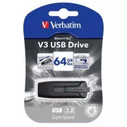 Verbatimov pomnilnik USB, USB 3.0, 64 GB, V3, Store N Go, črn, 49174, USB A, z izvlečnim priključkom