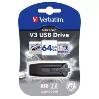 Verbatimov pomnilnik USB, USB 3.0, 64 GB, V3, Store N Go, črn, 49174, USB A, z izvlečnim priključkom