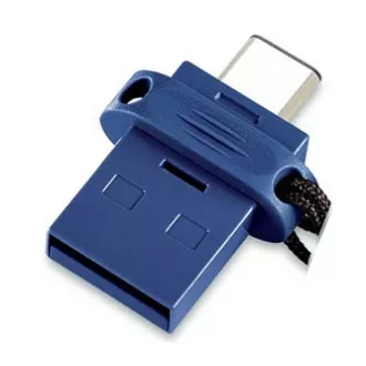 Verbatim USB flash disk OTG, USB 3.0, 64 GB, dvojni, modri, 49967, USB A / USB C, z zanko