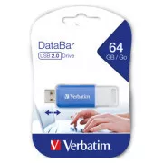 Verbatimov pomnilnik USB, USB 2.0, 64 GB, DataBar, moder, 49455, za arhiviranje podatkov