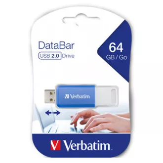 Verbatimov pomnilnik USB, USB 2.0, 64 GB, DataBar, moder, 49455, za arhiviranje podatkov