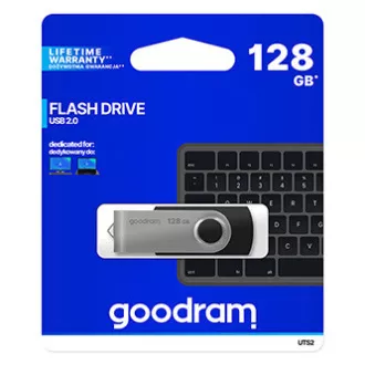 Goodram USB ključek, USB 2.0, 128 GB, UTS2, črn, UTS2-1280K0R11, USB A, z vrtljivim pokrovčkom