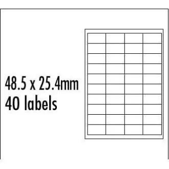 Etikete z logotipom, 48,5 mm x 25,4 mm, A4, mat, modre, 40 etiket, pakiranje po 10, za brizgalne in laserske tiskalnike Etikete z logotipom, 48,5 mm x 25,4 mm, A4, mat, modre, 40 etiket, pakiranje po 10, za brizgalne in laserske tiskalnike