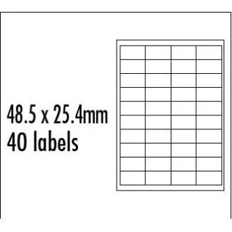 Etikete z logotipom, 48,5 mm x 25,4 mm, A4, mat, rdeče, 40 etiket, pakiranje po 10, za brizgalne in laserske tiskalnike Etikete z logotipom, 48,5 mm x 25,4 mm, A4, mat, rdeče, 40 etiket, pakiranje po 10, za brizgalne in laserske tiskalnike
