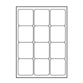 Etikete z logotipom 66 mm x 70 mm, A4, mat, bele barve, 12 etiket, 140 g/m2, pakiranje 10 kosov, za brizgalne in laserske tiskalnike