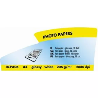 Logo 15015, fotografski papir, sijajni, bel, A4, 210 g/m2, 2880 dpi, 10 kosov, brizgalni
