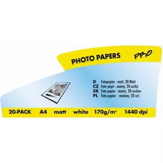 Logo 16668, fotografski papir, mat, bel, A4, 170 g/m2, 1440 dpi, 20 kosov, brizgalni