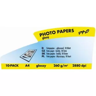 Logo 16066, fotografski papir, sijajni, bel, A4, 260 g/m2, 2880 dpi, 10 kosov, brizgalni