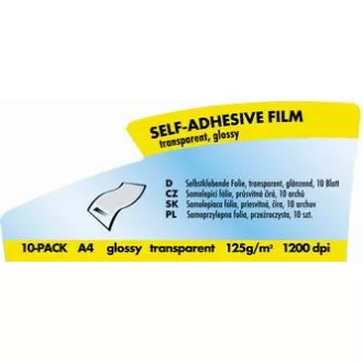 Samolepilna folija z logotipom, prozorna, sijajna, prozorna, A4, 125 g/m2, 1200 dpi, 10 listov, za laserske tiskalnike, L Samolepilna folija z logotipom, prozorna, sijajna, prozorna, A4, 125 g/m2, 1200 dpi, 10 listov, za laserske tiskalnike, L