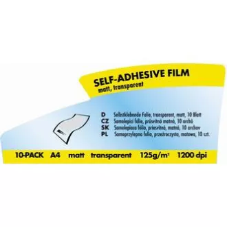 Samolepilna folija z logotipom, mat, prozorna, A4, 125 g/m2, 1200 dpi, 10 listov, za laserske tiskalnike, L Samolepilna folija z logotipom, mat, prozorna, A4, 125 g/m2, 1200 dpi, 10 listov, za laserske tiskalnike, L
