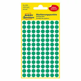 Avery Zweckform etikete 8 mm, zelene, 104 etikete, označevalnik, pakiranje po 4, 3012, za pisanje z roko