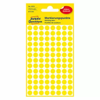 Avery Zweckform etikete 8 mm, rumene, 104 etikete, označevalnik, pakiranje po 4, 3013, za pisanje z roko