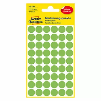 Avery Zweckform etikete 12 mm, neonsko zelena, 54 etiket, označevalnik, pakiranje po 5, 3149, za pisanje z roko