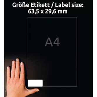 Avery Zweckform etikete 63,5 mm x 29,6 mm, A4, bele barve, 27 etiket, odstranljive, pakiranje po 25, L4737REV-25, za laserske in brizgalne tiskalnike