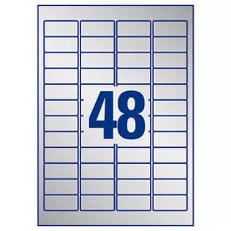 Avery Zweckform etikete 45,7 mm x 21,2 mm, A4, srebrne, 48 etiket, zelo trpežne, pakirane po 20 kosov, L6009-20, za laserske tiskalnike Avery Zweckform etikete 45,7 mm x 21,2 mm, A4, srebrne, 48 etiket, zelo trpežne, pakirane po 20 kosov, L6009-20, za laserske tiskalnike