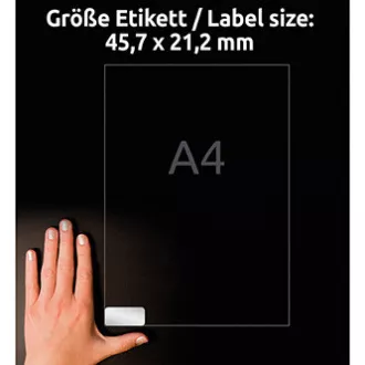 Avery Zweckform etikete 45,7 mm x 21,2 mm, A4, srebrne, 48 etiket, zelo trpežne, pakirane po 20 kosov, L6009-20, za laserske tiskalnike Avery Zweckform etikete 45,7 mm x 21,2 mm, A4, srebrne, 48 etiket, zelo trpežne, pakirane po 20 kosov, L6009-20, za laserske tiskalnike
