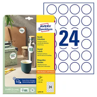Avery Zweckform etikete 40 mm, A4, bele, 24 etiket, pakiranje po 10, L3415-10, za laserske in brizgalne tiskalnike, kopirne stroje Avery Zweckform etikete 40 mm, A4, bele, 24 etiket, pakiranje po 10, L3415-10, za laserske in brizgalne tiskalnike, kopirne stroje