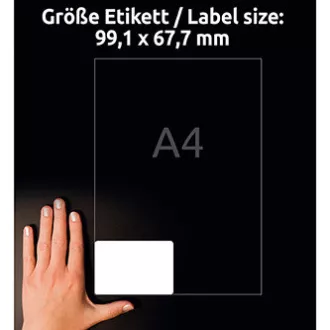 Avery Zweckform etikete 99,1 mm x 67,7 mm, A4, mat, bele, 8 etiket, zelo trpežne, pakiranje po 20, L4715-20, za laserske tiskalnike