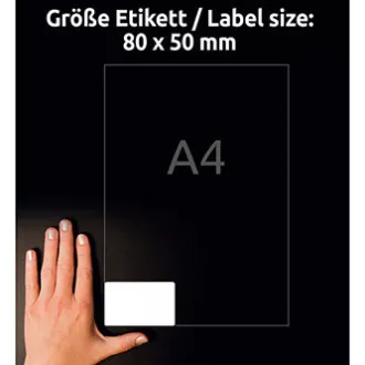 Avery Zweckform nalepke z imenom, 80 mm x 50 mm, A4, bele, 10 nalepk, samolepilne, pakiranje 20, L4785-20, za laserske tiskalnike