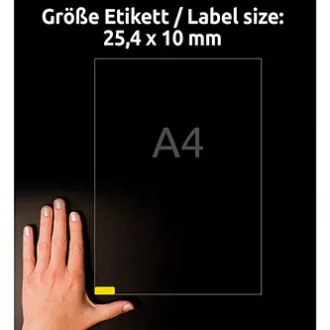 Avery Zweckform etikete 25,4 mm x 10 mm, A4, rumene, 189 etiket, mini, odstranljive, pakiranje po 20, L6037-20, za laserske in brizgalne tiskalnike