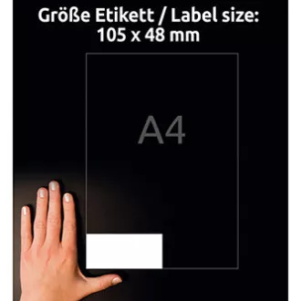 Avery Zweckform etikete 105 mm x 48 mm, A4, bele, 12 etiket, visoko lepljive, pakiranje po 20, L7875-20, za laser in atram