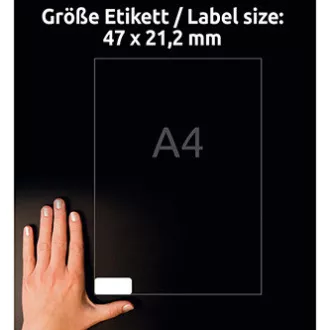 Avery Zweckform etikete 45,7 mm x 21,2 mm, A4, bele barve, 48 etiket, zelo trpežne, pakirane po 10 kosov, L7911-10, za laserske tiskalnike in