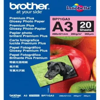 Brother Glossy Photo Paper, BP71GA3, fotografski papir, sijajni, bel, A3, 260 g/m2, 20 kosov, brizgalni Brother Glossy Photo Paper, BP71GA3, fotografski papir, sijajni, bel, A3, 260 g/m2, 20 kosov, brizgalni