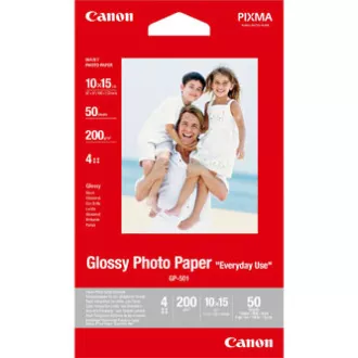 Canon Glossy Photo Paper, GP-501, fotografski papir, sijajni, GP-501 tip 0775B081, beli, 10x15cm, 4x6", 200 g/m2, 50 kosov, brizgalni