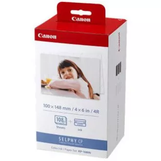 Canon Set papirja za barvna črnila, KP108IN, KP-108IN, fotografski papir, 3 pakiranja KP36IN tip sijajni, 3115B001, bel, CP100, 220, 300, 330, 400