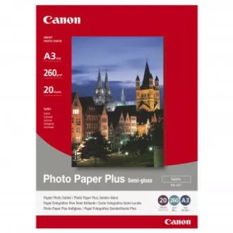 Canon Photo Paper Plus Semi-Glossy, SG-201 A3, fotografski papir, polsijajni, satenast, tip 1686B026, bel, A3, 260 g/m2, 20 kosov, atramen