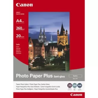 Canon Photo Paper Plus Semi-Glossy, SG-201, fotografski papir, polsijajni, satenast, tip 1686B018, bel, 20x25cm, 8x10", 260 g/m2, 20 kosov,