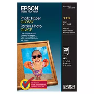 Epson Glossy Photo Paper, C13S042536, fotografski papir, sijajni, bel, Stylus Color, Photo, Pro, A3, 200 g/m2, 20 kosov, brizgalni