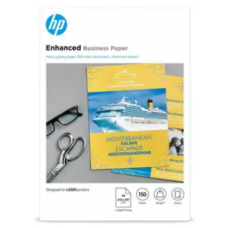 HP Enhanced Business Glossy Laser Photo Paper, CG965A, fotografski papir, sijajni, bel, A4, 150 g/m2, 150 kosov, laserski, obojestransko tiskanje