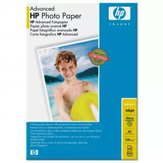 HP Advanced Glossy Photo Paper, Q8697A, fotografski papir, sijajen, napredna vrsta bele barve, A3, 250 g/m2, 20 kosov, brizgalni