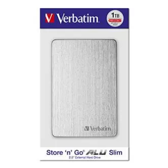 Verbatimov zunanji trdi disk, Store,n,Go ALU Slim, 2,5", USB 3.0, 1TB, 53663, srebrn