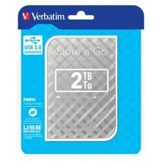 Verbatimov zunanji trdi disk, Store N Go, 2,5", USB 3.0 (3.2 Gen 1), 2TB, 53198, srebrn
