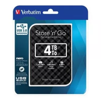 Verbatimov zunanji trdi disk, Store N Go, 2,5", USB 3.0 (3.2 Gen 1), 4 TB, 53223, črn Verbatimov zunanji trdi disk, Store N Go, 2,5", USB 3.0 (3.2 Gen 1), 4 TB, 53223, črn