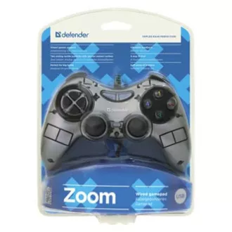 Defender Zoom Gamepad, 10tb., USB, siv, vibracijski, Windows XP/VISTA/7/8/10
