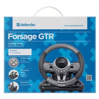 Defender FORSAGE GTR volan, 12, USB, črna/siva, s pedali, Windows 98/2000 / ME / XP / VISTA / 7