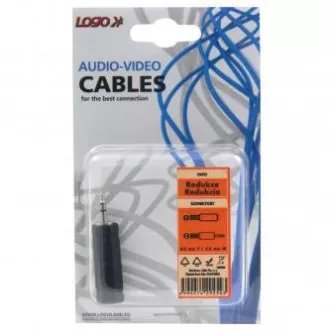 Zvočni reduktor, Jack (3,5 mm) moški - Jack (6,3 mm) ženski, stereo, črn, logotip blister