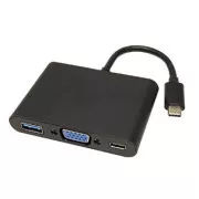 Pretvornik USB/Video   HUB, DP Alt Mode, USB C moški - VGA (D-sub) ženska   USB C ženska (PD)   USB A moški, črna, plastična vrečka 2560