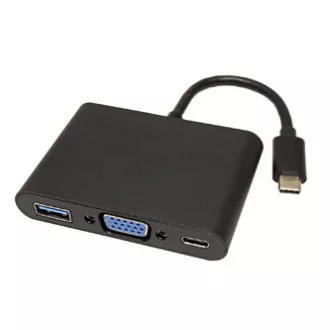 Pretvornik USB/Video   HUB, DP Alt Mode, USB C moški - VGA (D-sub) ženska   USB C ženska (PD)   USB A moški, črna, plastična vrečka 2560