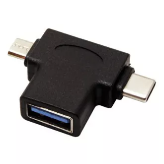 USB reduktor, (2.0), USB A samec - microUSB samec USB C samec, črn, plastična vrečka OTG USB reduktor, (2.0), USB A samec - microUSB samec USB C samec, črn, plastična vrečka OTG